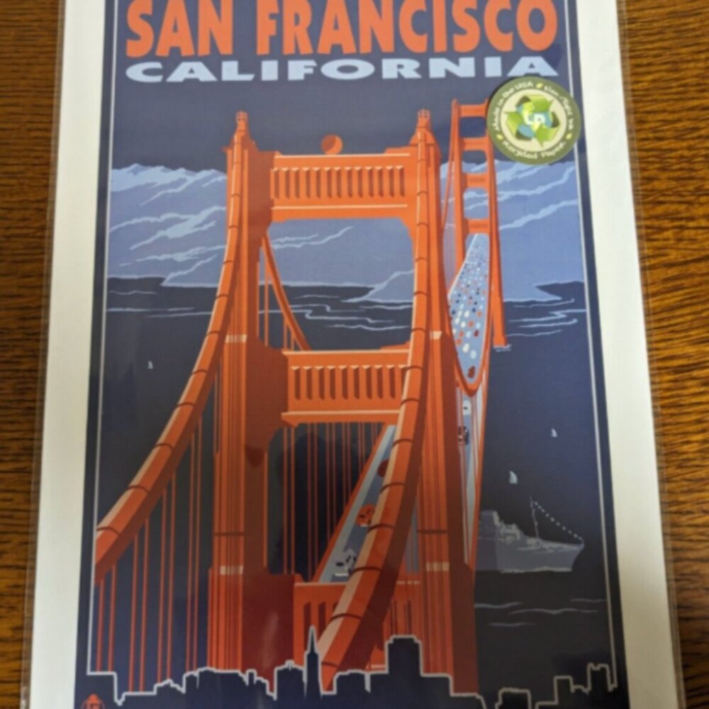 LANTERN PRESS Art Print San Francisco CA Golden Gate Bridge 9x12 Poster